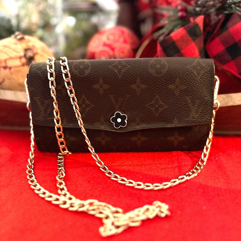 Vintage Louis Vuitton Monogram Bifold Long Wallet converted Crossbody